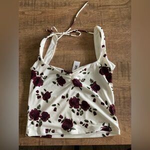 Floral White and Purple Women's Top